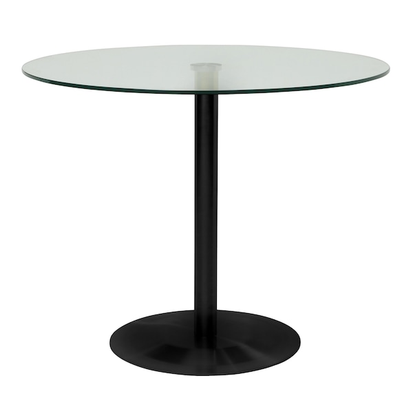 Homeroots 36" Clear And Black Rounded Glass And Steel Pedestal Base Dining Table 546173 - main