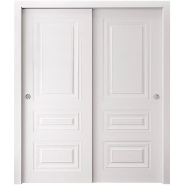 Sartodoors Sliding Closet Bypass Doors 56 x 96 inches, BASIC 9233 White, Rails Hardware Set, Wood Solid Bedr BASIC9233DBD-SKIN-5696 - main