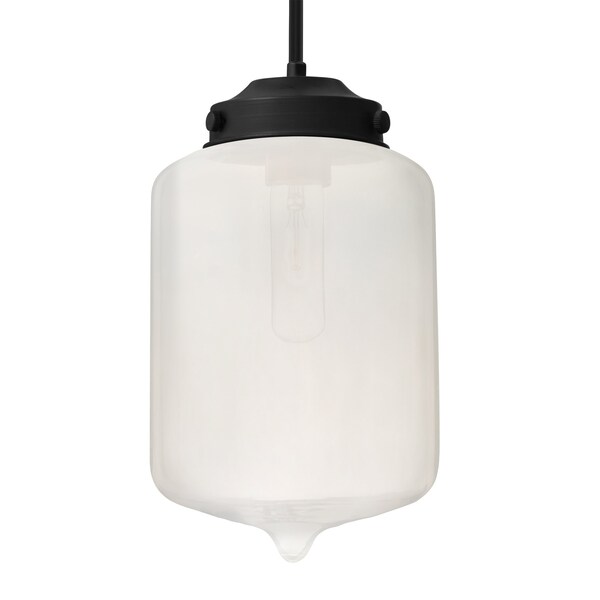 Besa Lighting Besa Olin Pendant, Frost, Black Finish, 1x 60W MAX E26 Base 1TT-OLINFR-BK - main