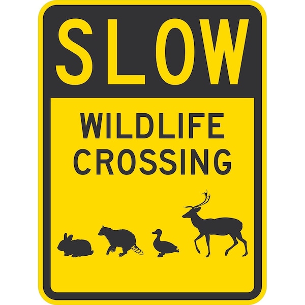 Lyle Slow Wildlife Crossing (w/graphic), 18x24, High Intensity Prismatic, Yellow G-10831-HI_18x24 - main