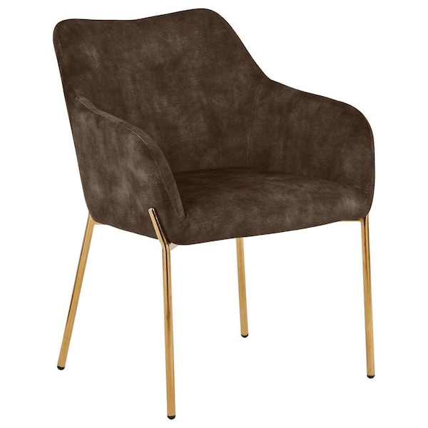 Leisuremod Zaire Collection Modern Dining Chair, Gold Legs and Dark Brown Velvet ZDC52DBR - main