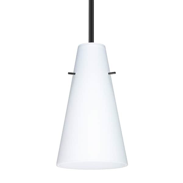 Besa Lighting Besa Cierro Stem Pendant, Opal Matte, Black Finish, 1x 100W MAX E26 Base 1TT-412407-BK - main