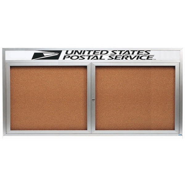 Aarco Illuminated Enclosed Bulletin Board w/ Header Clear Satin Anodized Al Frame, 36''Hx72''W DCC3672RHI - main