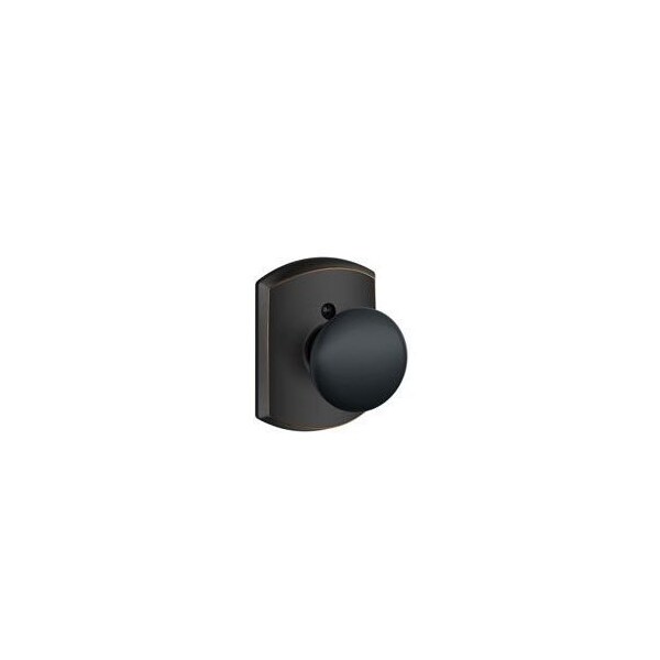 Schlage Residential Plymouth Knob with Greenwich Rose Half Dummy Aged Bronze Finish F170PLY716GRW - main