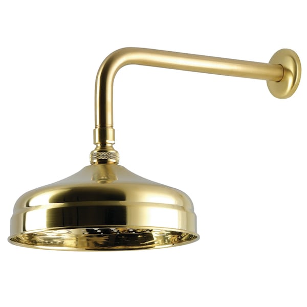 Kingston Brass 8" Round Raindrop Brass Shower Head with 12" Shower Arm, Brushed Brass K124K37 - main