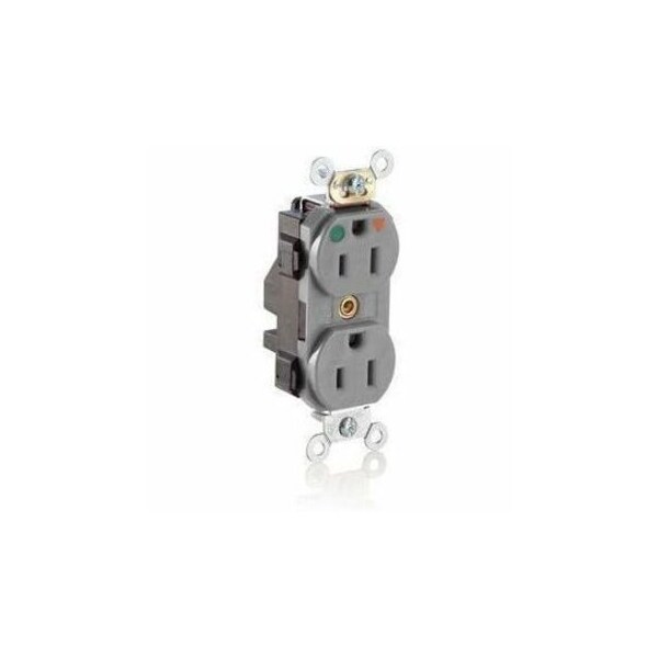 Leviton Lev-Lok Hospital Grade Duplex Receptacle, 15 Amp, 125 Volt M8200-IGG - main