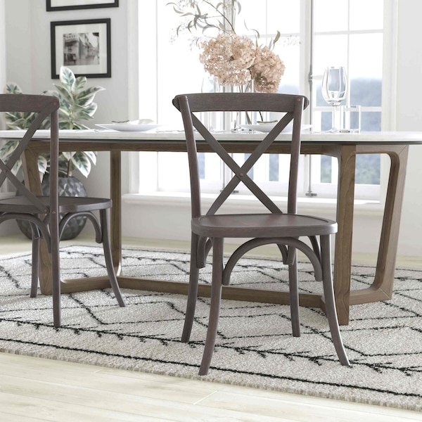 Flash Furniture Advantage Dark Driftwood X-Back Chair, PK2 X-BACK-BURDRIFT-2 - main