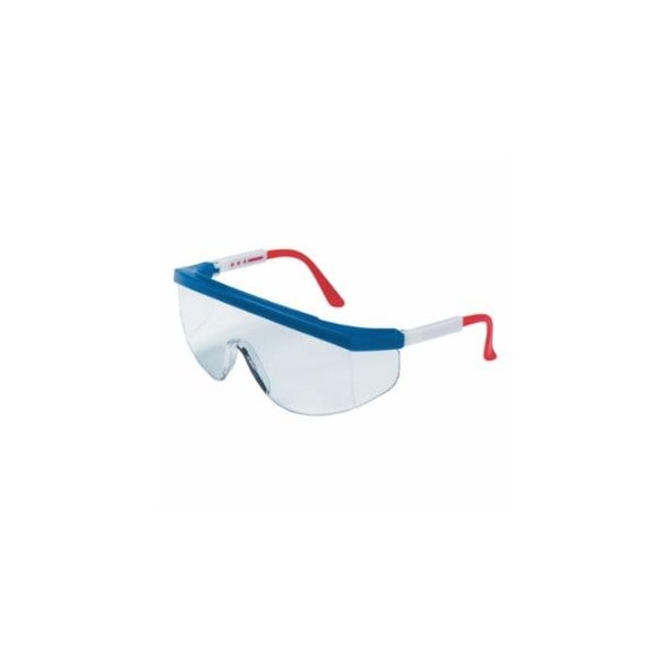 Mcr Safety Tomahawk Protective Eyewear, Clear Lens, Duramass HC, Blue/Red/White Frame 135-TK130 - main