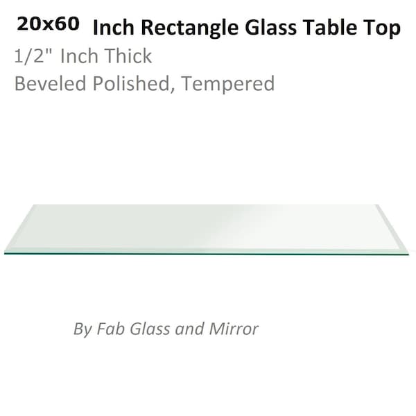 Fab Glass And Mirror 20in X 60in in Rectangle Glass Table Top 1/2in Thick, Beveled Tempered Radius Corners T-20x60REC12THBETE - main