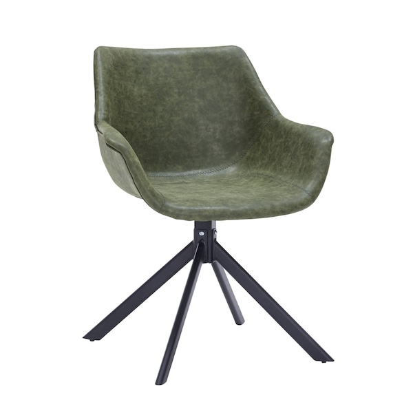 Leisuremod Markley Modern Leather Dining Swival Arm Chair in Green ESCBL-26-G - main