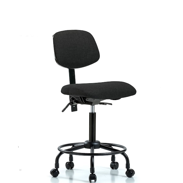 Blue Ridge Ergonomics Chair, Fabric, Med Bench, RT Casters, Blk, No Arms, 22" to 29" Height, Black BR-FMBCH-RT-T0-A0-RC-F42 - main