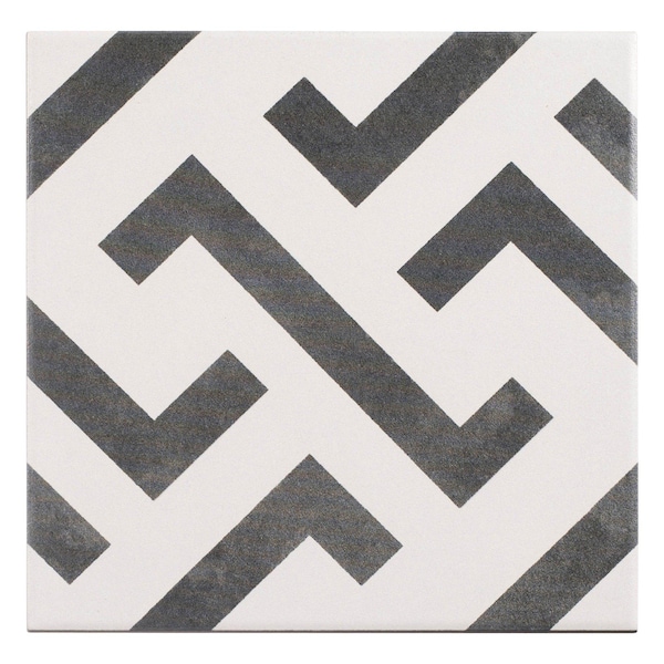 Andova Tiles Istanelle Janian Black & White 8-in. Encaustic Matte Porcelain Wall & Floor Tile, 19PK ANDIST1126 - main