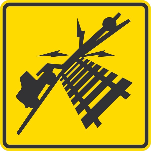Lyle W10-5, Low Clearance Over Tracks Symbol, 36x36, High Intensity Prismatic, Yellow G-16377-HI_36x36 - main