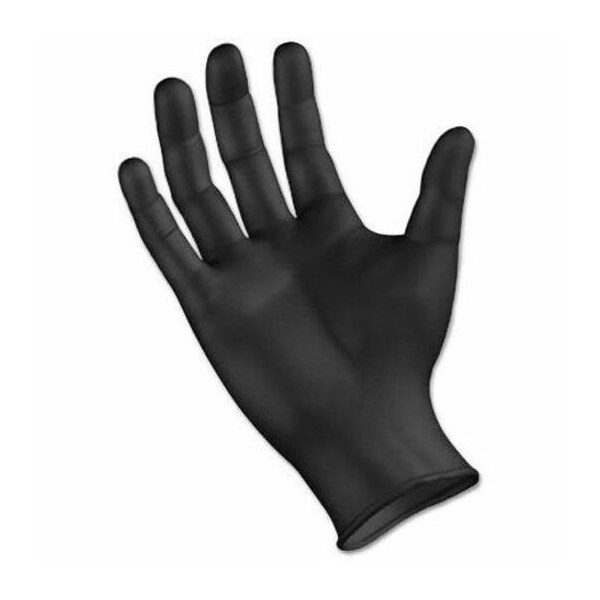 Boardwalk 396 Series, Disposable Gloves, 4.4 mil Palm, Nitrile, Powder-Free, L, 100 PK, Black 396LBXA - main