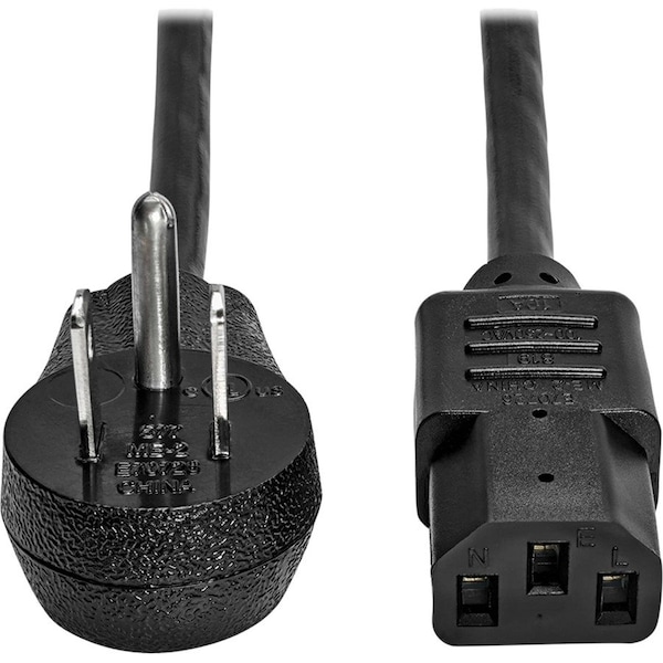 Eaton Tripp Lite Series Computer Power Cord, Right-Angle NEMA 5-15P to C13 - Heavy-Duty, 15A, 125V, 14 P007-003-15D - main
