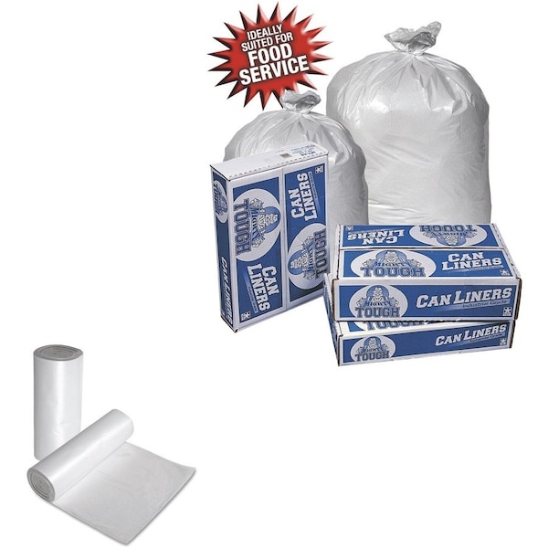 Pitt Plastics 30 gal Trash Bags, 30 in x 36 in, Heavy-Duty, 0.75 mil, White, 200 PK MT371XW - main
