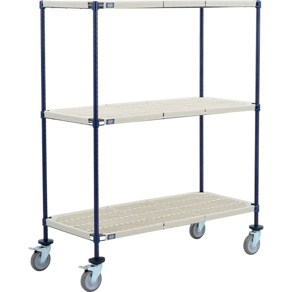 Global Industrial Nexel 3 Shelf Truck, Nexelite, 42"W x 18"D x 69"H, Polyurethane Swivel Casters, 2 Brake B3156830 - main
