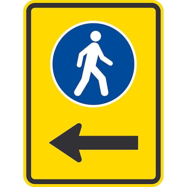 Lyle Pedestrian graphic with left arrow, 18x24, High Intensity Prismatic, Yellow G-10703-HI_18x24 - main