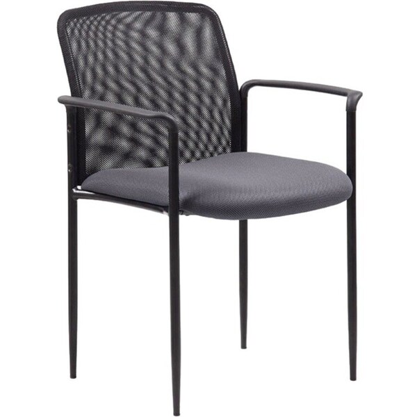 Boss Guest Chair, Black Back, 24" L 33" H, Fixed, Mesh Seat B6909-GY - main