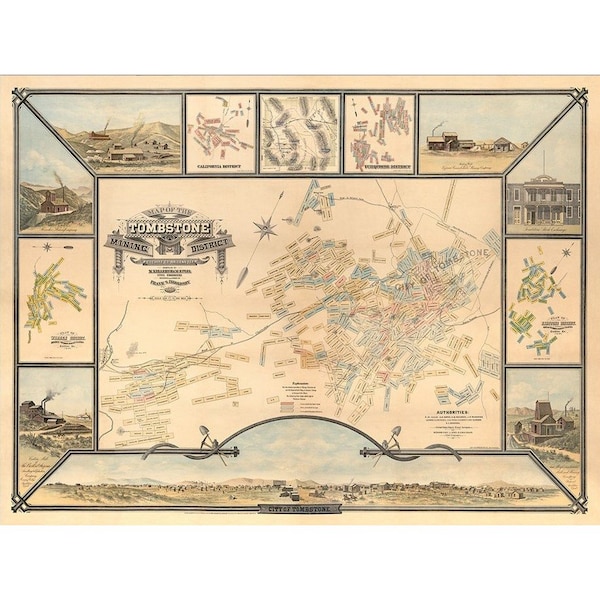 Homeroots 24" X 32" Map Of Tombstone Mining District Vintage Travel Poster Wall Art 391978 - main