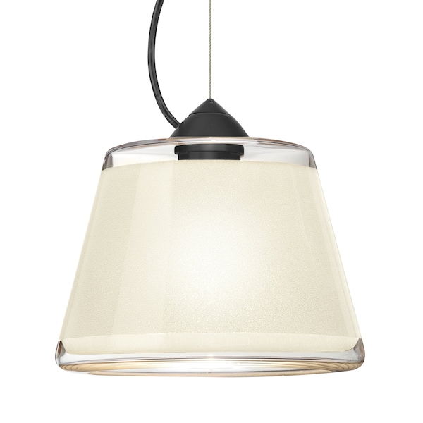 Besa Lighting Besa Pica 9 Pendant, White Sand, Black Finish, 1x 9W LED 1KX-PIC9WH-LED-BK - main