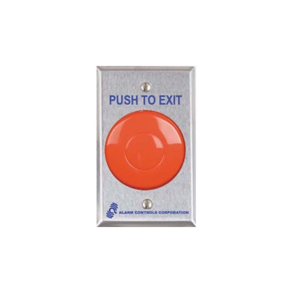 Alarm Controls TS21R 2-1/2" Round Red Mushroom Push to Exit Button Satin Stainless Steel TS21R - main