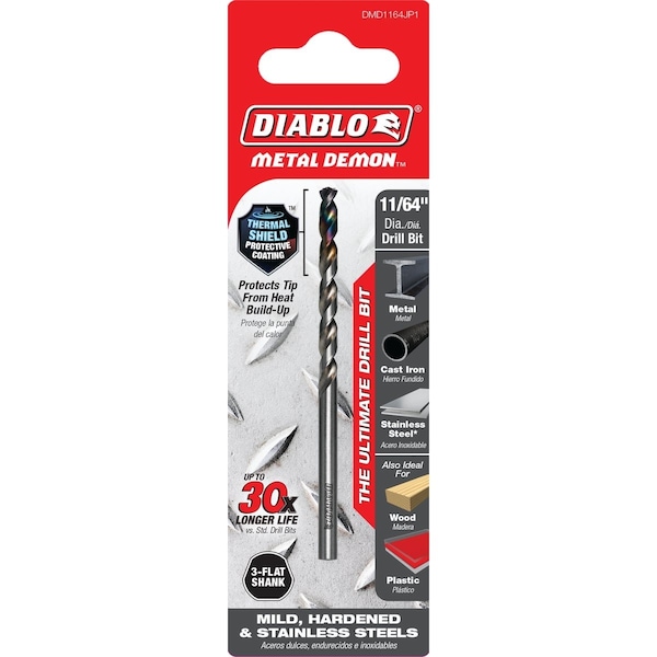 Diablo Metal Demon 11/64'' Drill Bit for Mild Hardened & Stainless Steels DMD1164JP1 - main