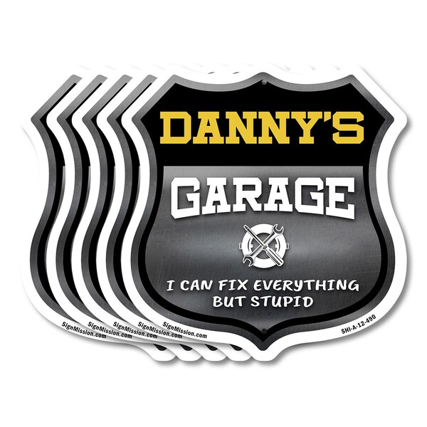 Signmission Danny's Garage I Can Fix Everything But Stupid, 12 inch X 12 inch, Aluminum Metal Sign, 5PK SHI-A-5Pack-12-490-DANNY - main
