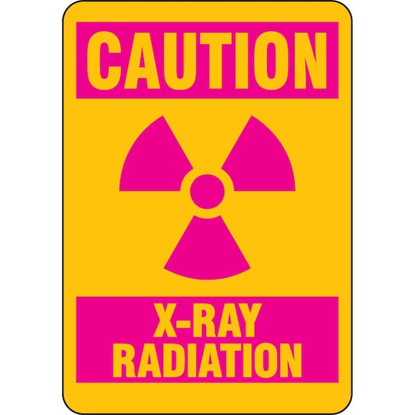 Brady CAUTION X-Ray Radiation Sign, 10in H x 7in W x .035in D, Polyester 83706 - main