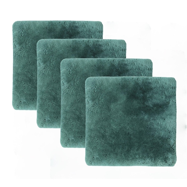 Homeroots Set Of Four 17" X 17" Emerald Linen Solid Color Dining Chair Pad 480445 - main