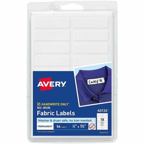 Avery No-Iron Clothing Labels, Washer and, PK54 40720 - main