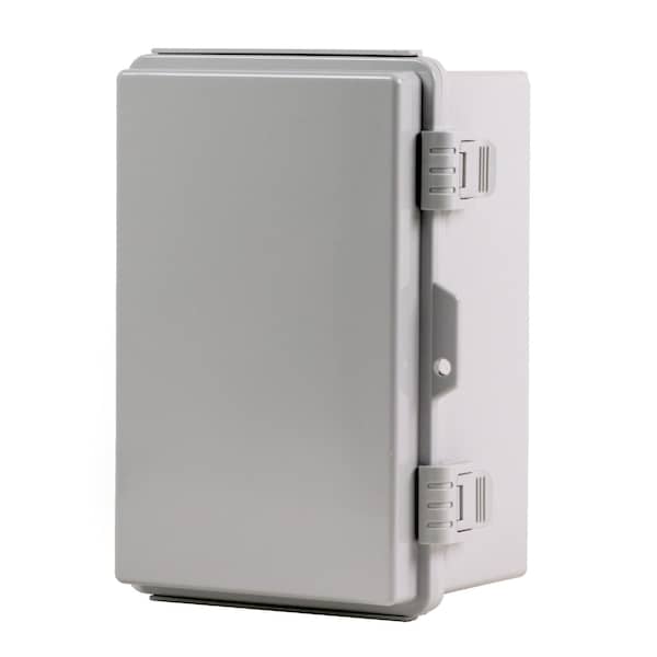 Newhouse Electric NEMA 4X 5.5"L x 7.8"W x 11.4"H ABS Plastic Gray Weatherproof Electrical Junction Box, Hinged Cover NHWE-L - main