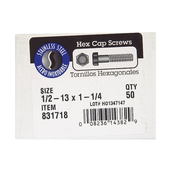 Hillman 1/2-13 in. D X 1-1/4 in. L Steel Hex Head Cap Screw, 50PK 0831718 - main