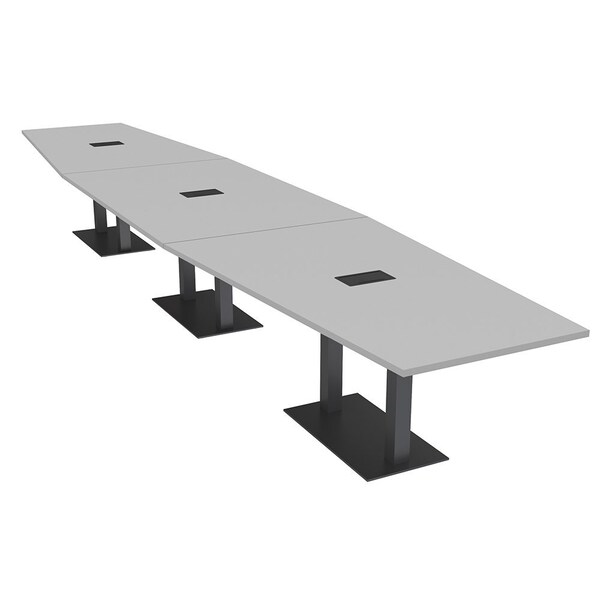Skutchi Designs Hexagon Conference Table With Power, 48 in W, 192 in L, Grey HAR-HEX.IR-48X192-DOU.BK-U779-EBLK - main