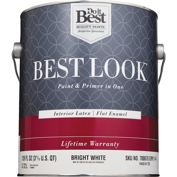 Do It Best Best Look Latex Premium Paint & Primer In One Flat Enamel Interior Wall Paint Bright Wht 1 Gal. HW36W0726-16 - main