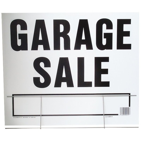 Hy-Ko Lawn Sign, Garage Sale, Black Legend, Plastic, 24 in W x 19 in H Dimensions LGS-2 - main
