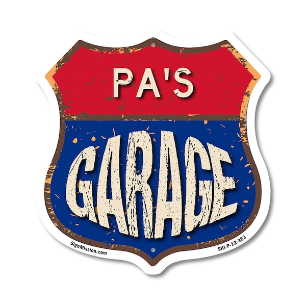 Signmission Pa's Garage, 12 Inch X 12 Inch, Plastic Sign SHI-P-12-383-PA - main