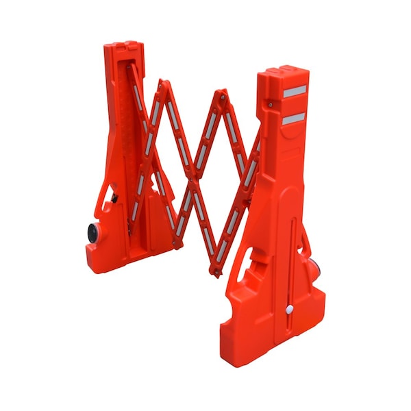 Pittman Portable Gate Barricade, Castor Wheels with Brakes, Plastic, Red and White, 7' 763657 - main