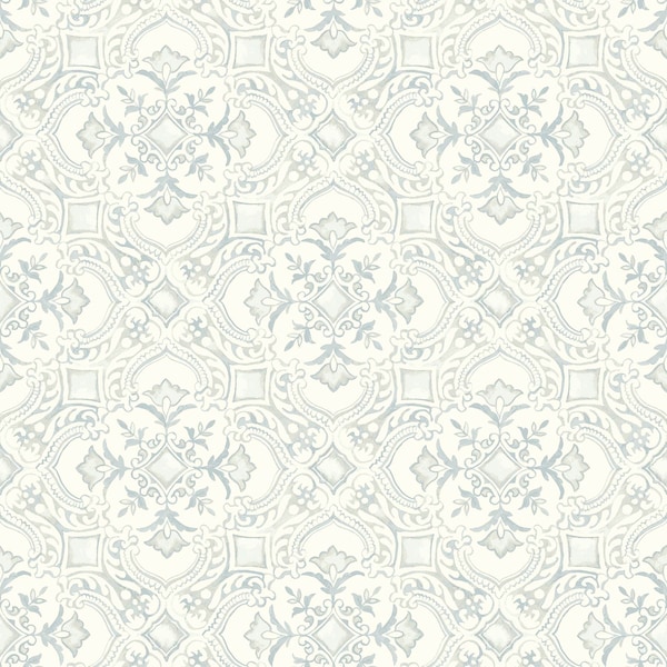 Chesapeake Marjoram Light Blue Floral Tile Wallpaper 4134-72516 - main