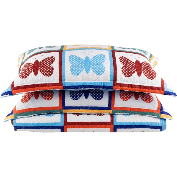 Lavish Home 2-Piece Twin Quilt Set Bedspread & Pillow Sham with Colorful Butterfly Pattern Lightweight Set 66-004-PRT-BT - main