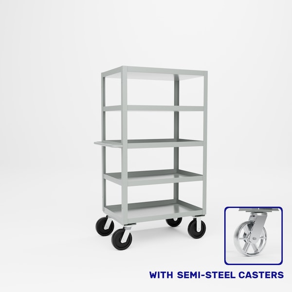 Pucel Five Shelf Extra Heavy Duty Stock Cart, 24 in W x 68 in H x 36 in D, Light Blue H-2436-S - main