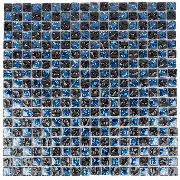 Apollo Tile Blue Black 11.7 in x 11.7 in Glass Glossy Floor and Wall Mosaic Tile 4.75 sqft/case, 5PK APLPST88053A - main