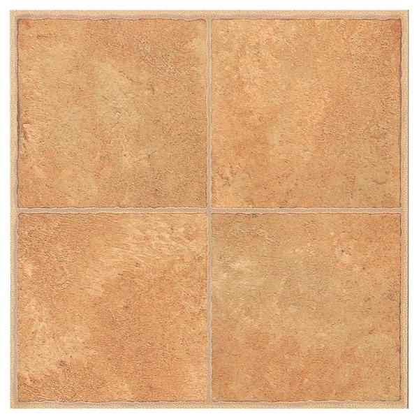 Prosource Vinyl Floor Tile, 12 in L Tile, 12 in W Tile, Square Edge, Beige Inlay, 45PK CL3681 - main