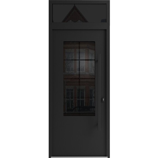 Vdomdoors Aluminum Door Iron 0101 Black Entry Steel Metal Classic Painted 36 x 94 (36 x 80+14)-Left Inswing IRON0101EXD-BLK-W36xH80+14-LH-I - main