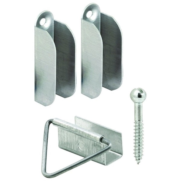 Make-2-Fit Top Hanger and Bottom Latch, Aluminum, Mill, For 716 in Screen Frame PL 7760 - main