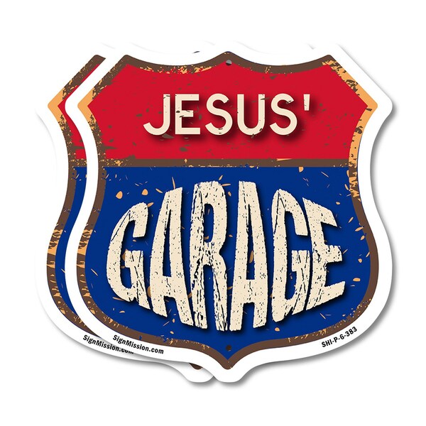 Signmission Jesus's Garage, 6 inch X 6 inch, Plastic Sign, 2PK SHI-P-2PACK-6-383-JESUS - main