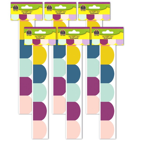Teacher Created Resources Oh Happy Day Scalloped Die-Cut Border Trim, 35 Feet, 6PK TCR9090 - main