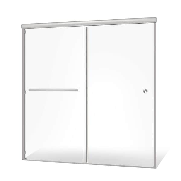Fab Glass And Mirror Bypass Sliding Glass Shower Door Sorrento Lux Series Adjustable 56in-60in Width 75in Height - Semi SHSOL60X75CH - main