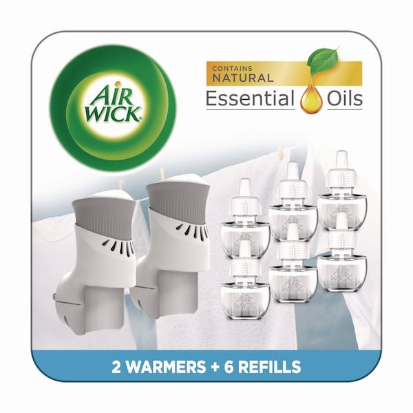 Air Wick Plug-in Scented Oil Starter Kit, Fresh Linen, 0.67 oz, 8PK 62338-01914 - main