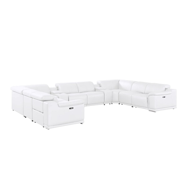 Homeroots White Leather Modular U Shaped Ten Piece Corner Sectional With Console 643935 - main